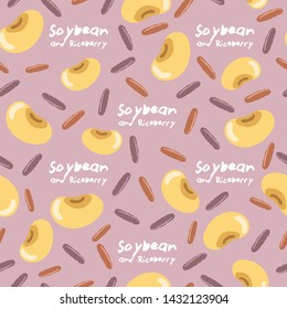 Soybean with cereal grains seamless pattern : Vector Illustration