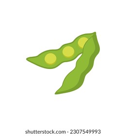 soybean flat design vector illustration. opened shell pea vector illustration. vegetarian and vegan icon