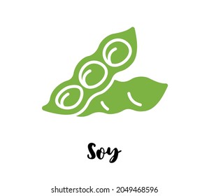 Soybean flat drawing. Soy bean vector. Soya isolated eps illustration