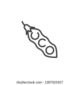 Soybean food line icon. linear style sign for mobile concept and web design. Organic soya beans outline vector icon. Symbol, logo illustration. Pixel perfect vector graphics