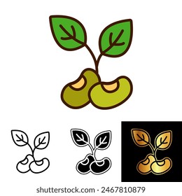 El icono de la soja representa una leguminosa versátil utilizada en diversas aplicaciones culinarias y dietéticas.