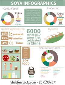 Soybean infographic. Soy food. Food infographics.