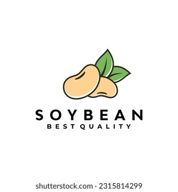 Soybean logo design. Vector illustration Soybean and leaf. Modern logo design vector icon template