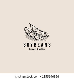 soybean logo hipster retro vintage vector icon illustration