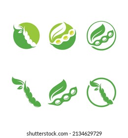 Soybean Logo vector template design. Healthy Food simple vector illustration