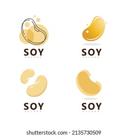 Soybean Logo vector template design. Healthy Food simple vector illustration