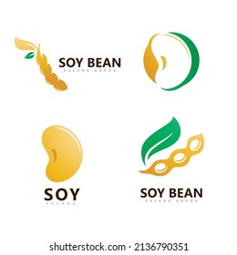 Soybean Logo vector template design. Healthy Food simple vector illustration