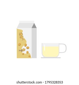 The soybean milk on white background.