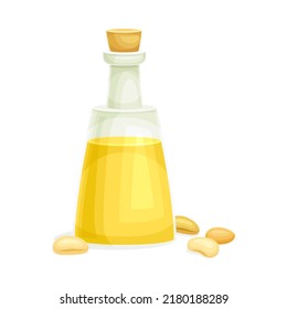 Soybean Oil in Glass Corked Jar as Vegetable Fat from Edible Seed of Legume Plant Vector Illustration