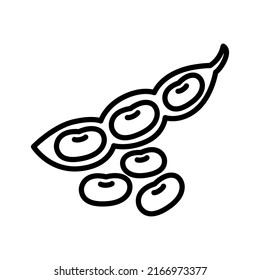 Icono de contorno de soja, aislado en blanco. Comida orgánica. Ilustración del vector