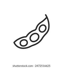 Soybean pod, linear style icon. legumes and plant-based food. Editable stroke width