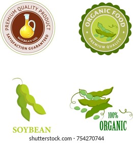 Soybean products identity sets tree seal logotypes icons