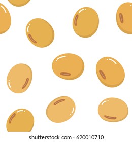 Soybean seamless pattern. Organic healthy food background. 