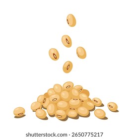 Soybean seeds are falling and piling up on the ground.Vector eps 10	
