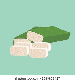 soybean tempeh in banana leaf wrap vector element design