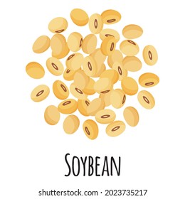 Soybean for template farmer market design, label and packing. Natural energy protein organic super food. Vector cartoon isolated illustration.