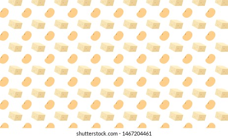 Soybean and tofu pattern wallpaper. free space for text. background. backdrop.
