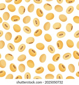 Soybean vector cartoon seamless pattern for template farmer market design, label and packing. Natural energy protein organic super food.