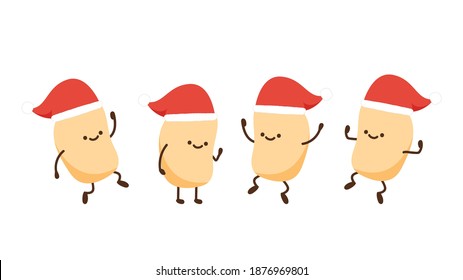 Soybean vector. Soybean character design. Santa hat.