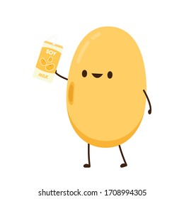 Soybean vector. Soybean character design. Soy milk vector.