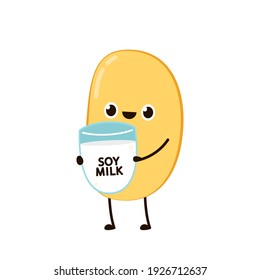 Soybean vector. Soybean character design. Soy milk vector.