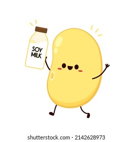 Soybean vector. Soybean character design. Soy milk vector.