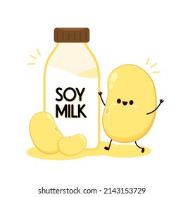 Soybean vector. Soybean character design. Soy milk vector.
