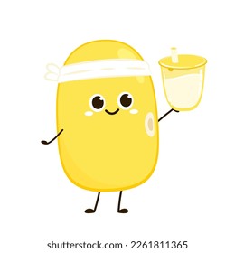 Soybean vector. Soybean character design. Soy milk vector.