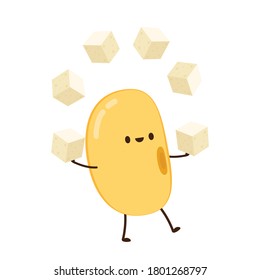 Soybean vector. Soybean character design. Soybean and tofu vector.