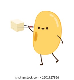 Vector de soja. Diseño de caracteres de soja. Vector de soja y tofu.