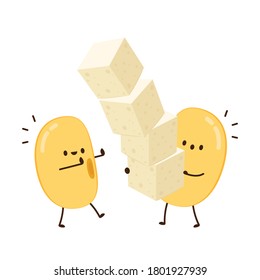 Soybean vector. Soybean character design. Soybean and tofu vector.
