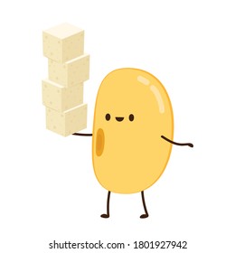 Vector de soja. Diseño de caracteres de soja. Vector de soja y tofu.