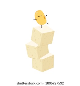 Soybean vector. Soybean character design. Soybean and tofu vector.