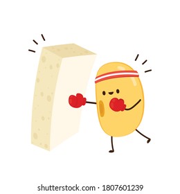 Soybean vector. Soybean character design. Soybean and tofu vector.