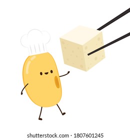 Soybean vector. Soybean character design. Soybean and tofu vector.