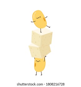 Vector de soja. Diseño de caracteres de soja. Vector de soja y tofu.