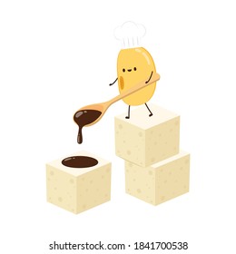 Soybean vector. Soybean character design. Soybean and tofu vector.