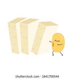 Vector de soja. Diseño de caracteres de soja. Vector de soja y tofu.