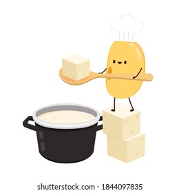 Vector de soja. Diseño de caracteres de soja. Vector de soja y tofu.