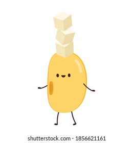 Soybean vector. Soybean character design. Soybean and tofu vector.