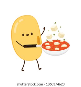 Soybean vector. Soybean character design. Soybean and tofu vector.
