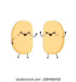 Soybean vector. Cute Soybean character design. Grain cartoon.