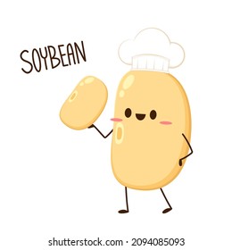 Soybean vector. Cute Soybean character design. Grain cartoon.