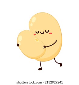 Soybean vector. Cute Soybean character design. Grain cartoon.
