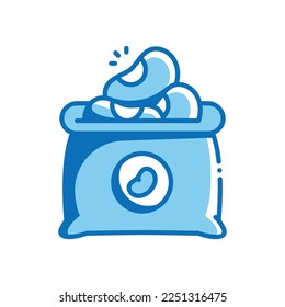 Soybean vector icon blue outline style.Can be use for wedding invitation, card design and background design