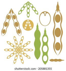 Soybean. Vector illustration. Isolated soybeans on white background