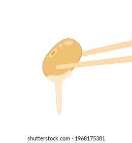 Soybean vector. Soy bean on chopsticks. Natto vector.