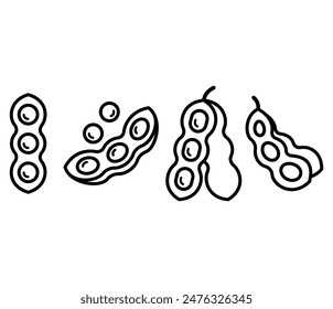 soybean vegetable icon symbol vector design black white color simple line illustration collections sets