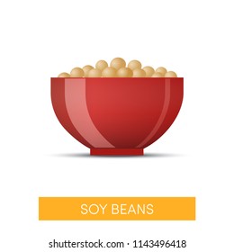 Soybeans in a bowl, vector icon