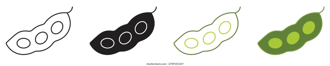 Conjunto de iconos de soja. Símbolo vegetal de soja, Ilustración vectorial.